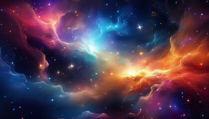 a stunning cosmic nebula filled with vibrant colors and sparkling stars