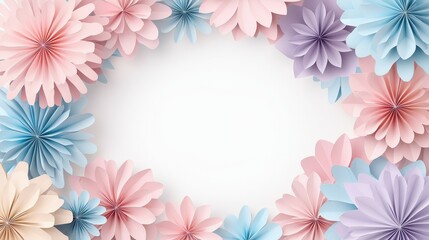 Colorful paper flowers framing a blank space creative design studio environment aesthetic viewpoint wootdy nattawootdy concept