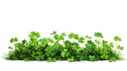 Obraz premium Green Clover Leaves Arranged on a Light Surface, Showcasing Their Vibrant Color and Distinct Shapes, Perfect for Nature-Themed Decorations or Celebrations