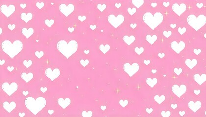 Pink Heart Pattern: A whimsical and romantic backdrop with a scattered pattern of white hearts on a soft pink background, perfect for adding a touch of sweetness to any project.