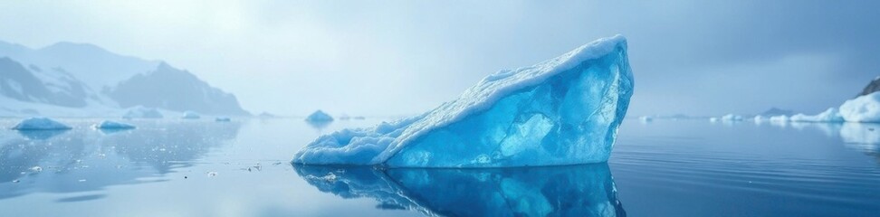 Obraz premium Glacial ice fragment with a subtle gradient fade, glacier, winter, fade