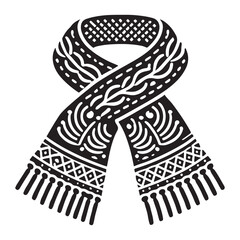 Woven Winter Scarf Silhouette Vector Illustration for Fashion Designs