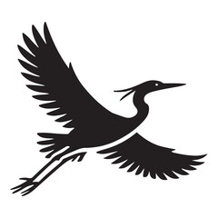 Elegant Silhouette of a Heron in Flight