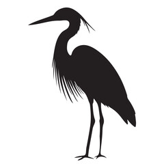 Elegant Heron Bird Silhouette Vector Illustration