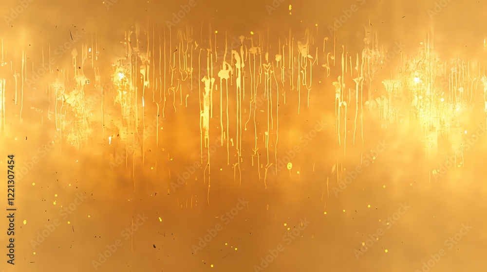 Poster abstract golden light background with vertical glowing streaks and particles creating magical atmosp