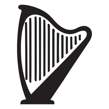recommend clip art: Elegant Harp Silhouette Vector Design