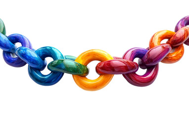 A Chain with Colorful Interlocked Links Symbolizing Togetherness Isolated on transparent background.