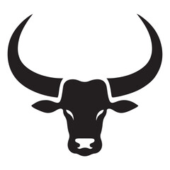 Bold Cow Head Silhouette Vector Graphic Image