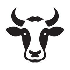 Funny Cow Head Silhouette with Mustache Illustration