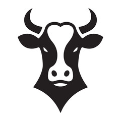 Angry Cow Head Silhouette Vector Illustration