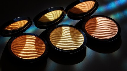 Elegantly Arranged Shimmering Makeup Powders with Reflective Lights