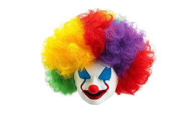Multicolored Clown Wig for Purim Festivities Isolated Isolated on transparent background.