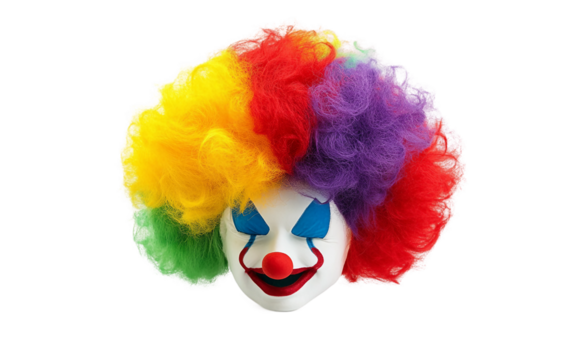 Multicolored Clown Wig for Purim Festivities Isolated Isolated on transparent background. - Powered by Adobe
