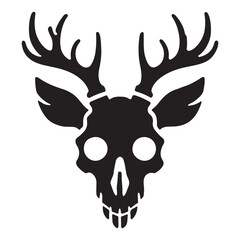 Deer Skull with Wings Silhouette Vector Illustration