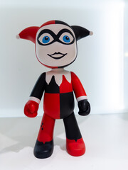 Colorful figure of a playful character in a vibrant display setting