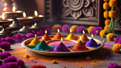Holi colors with Indian traditions representing culture, celebration, vibrancy, and heritage

