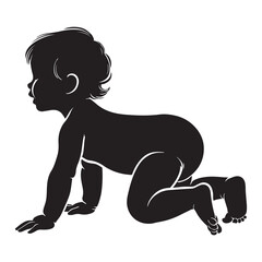 Crawling Baby Silhouette Vector Illustration