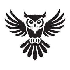 Obraz premium Majestic Silhouette Owl in Flight Vector Illustration