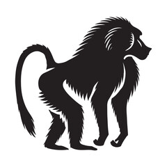 Detailed Baboon Silhouette Vector Illustration