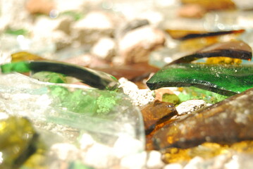 Broken glass of different colors