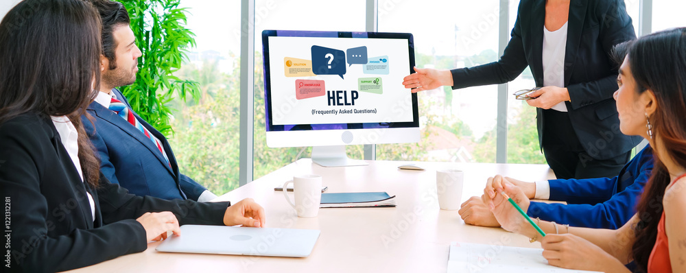 Poster help screen on the website provide answer to faq frequently asked question snugly with knowledge inf