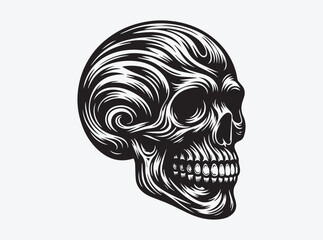"Black Color Skull Silhouette Vector for Bold Graphic Design Tattoo Art and Minimalist Dark Illustration for Apparel and Digital Projects"