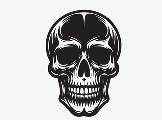 "Black Color Skull Silhouette Vector for Bold Graphic Design Tattoo Art and Minimalist Dark Illustration for Apparel and Digital Projects"