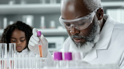 Improved Understanding, A teacher assists a student with a science experiment in a high-fidelity image, showcasing educational interaction and engagement.