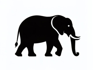 Obraz premium Silhouette of an elephant walking on a light background in a minimalist style