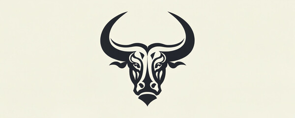 Naklejka premium Stylized bull head design featuring intricate line work and bold contrasts