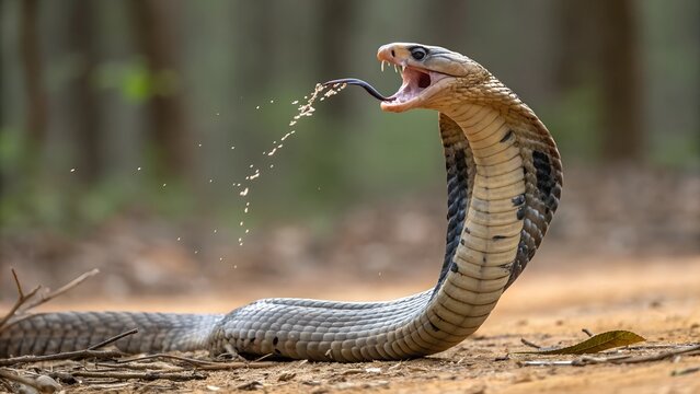 poisonous cobra spits poison
