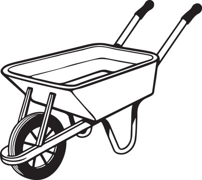 recommend clip art: Wheelbarrow Rustic Tool for Gardening, Silhouette vector art illustration with a white background