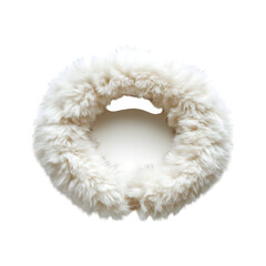 Faux Fur-Lined Headband in Ivory Isolated on Transparent Background
