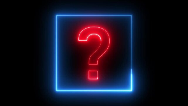 Red Question Mark Icon on Blue Rectangle Background for FAQs, Help Sections, Information Signs, Support Assistance, Problem-Solving Concepts, and UI UX Design Elements in High-Quality 4K Animation.