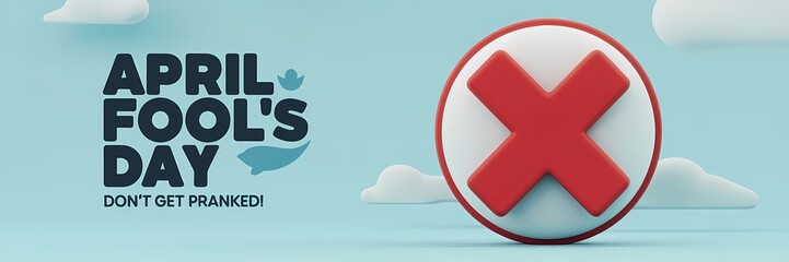 Fototapeta premium A 3D render of a creative minimalist April Fool's Day poster design. There's a large text that says 