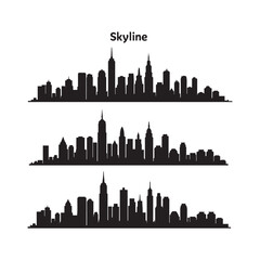 Obraz premium city skyline silhouette, urban landscape, skyscrapers, black and white