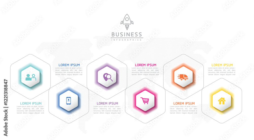 Aufkleber vector business presentation connecting steps infographic template