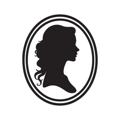 silhouette, female profile, oval frame, Victorian style 