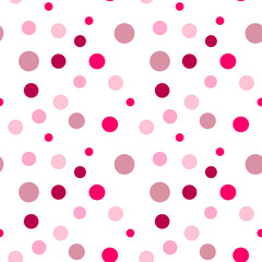 Seamless Vector Pattern with Polka Dots in Soft Pink Pastel Shades
