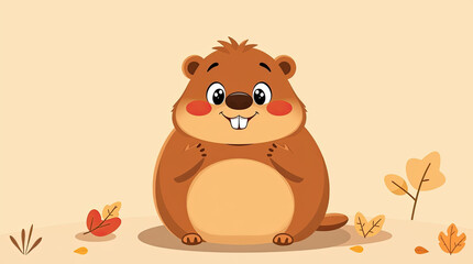 Fototapeta premium The groundhog animal, or a woodchuck. A rodent funny illustration.