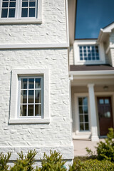 Elegant White Brick House Exterior: Modern Home Architecture and Design