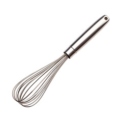 Stainless Steel Whisk with Ergonomic Handle Isolated on Transparent Background