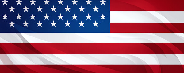 Naklejka premium Waving flag representing American pride with vibrant colors and detailed star pattern