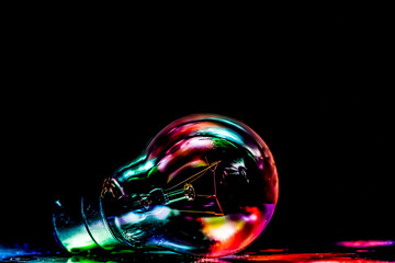 Creative pattern reflections on a glass bulb