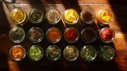 Vibrant Spices Collection: Aromatic and Colorful Assortment of Culinary Delights