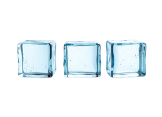 Three ice cubes isolated on black background Perfect for beverage cool refreshment winter and purity concepts
