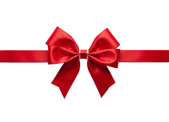 A red satin ribbon tied in a bow isolated on black background Ideal for gift wrapping cards and festive designs