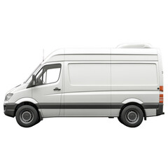 Delivery White Van with Space for Text Isolated on Transparent Background