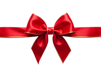 A red satin ribbon with a gold edge tied in a bow Perfect for holiday or gift-related designs cards and websites