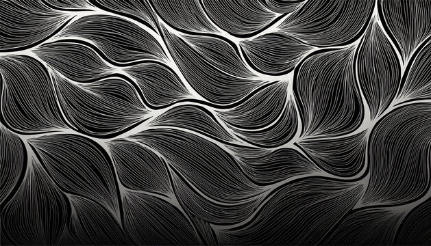 black leaf lines montera lines tropical leaves